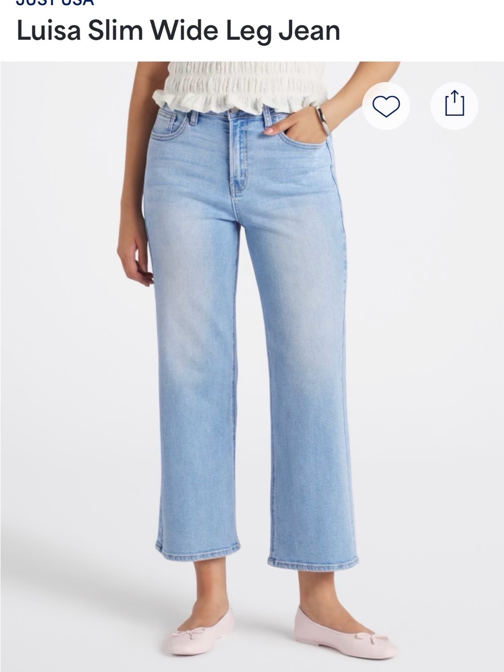 JUST USA Luisa Slim Wide Leg Jeans | Size 10 | 27” Inseam